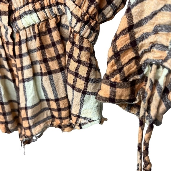 ZZZ FREE PEOPLE women shirt blouse top peach tree 17% wool 83% Viscose SZ XS $98 - Picture 4 of 11